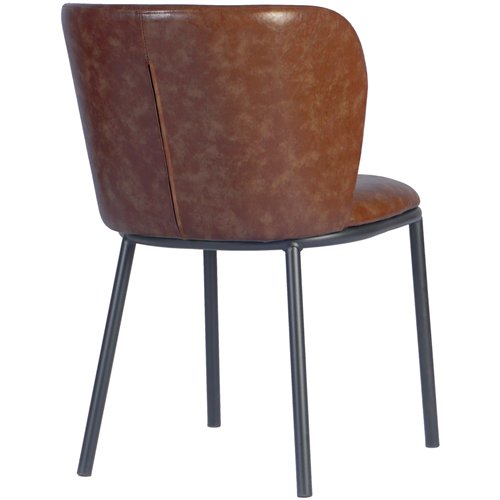Brown Upholstered Dining Chair with Black Metal Frame 470×595×810mm | Stalwart DA-TJG204