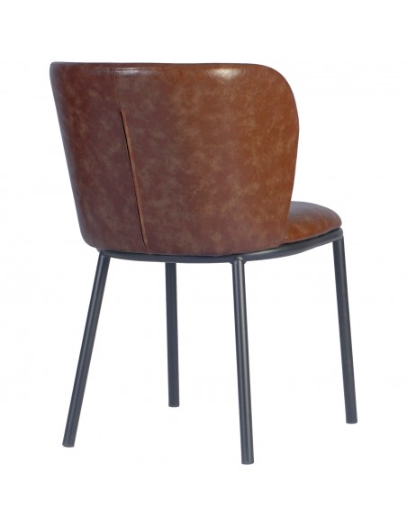 Brown Upholstered Dining Chair with Black Metal Frame 470×595×810mm | Stalwart DA-TJG204