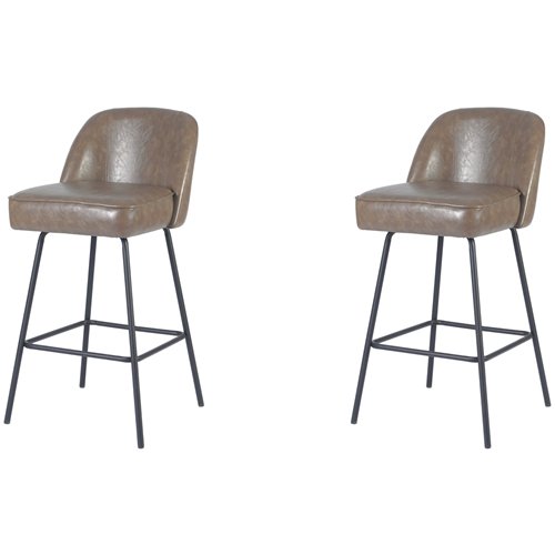 Taupe Upholstered Bar Stool with Black Metal Frame 475×595×960mm | Stalwart DA-TJG205