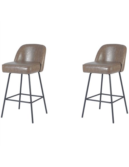 Taupe Upholstered Bar Stool with Black Metal Frame 475×595×960mm | Stalwart DA-TJG205