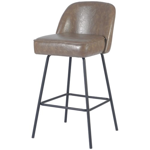 Taupe Upholstered Bar Stool with Black Metal Frame 475×595×960mm | Stalwart DA-TJG205