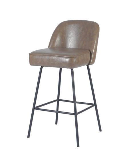 Taupe Upholstered Bar Stool with Black Metal Frame 475×595×960mm | Stalwart DA-TJG205
