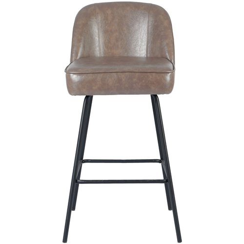Taupe Upholstered Bar Stool with Black Metal Frame 475×595×960mm | Stalwart DA-TJG205