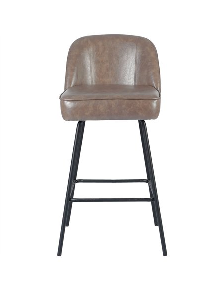 Taupe Upholstered Bar Stool with Black Metal Frame 475×595×960mm | Stalwart DA-TJG205