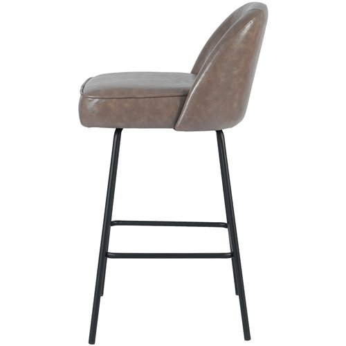 Taupe Upholstered Bar Stool with Black Metal Frame 475×595×960mm | Stalwart DA-TJG205