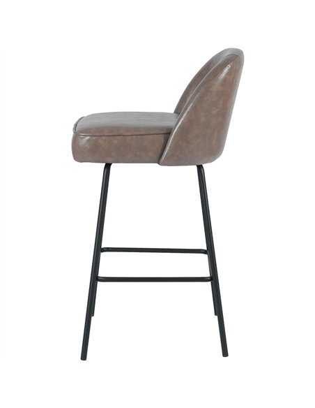 Taupe Upholstered Bar Stool with Black Metal Frame 475×595×960mm | Stalwart DA-TJG205