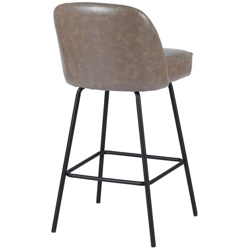 Taupe Upholstered Bar Stool with Black Metal Frame 475×595×960mm | Stalwart DA-TJG205