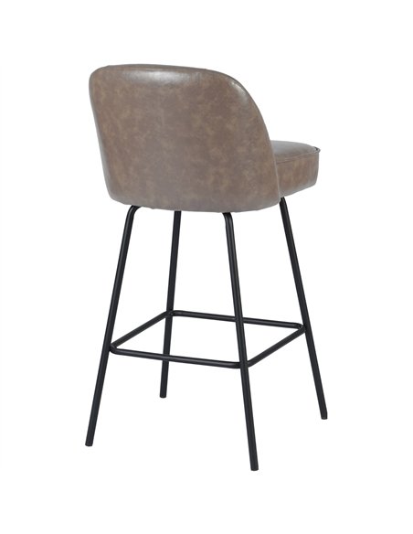 Taupe Upholstered Bar Stool with Black Metal Frame 475×595×960mm | Stalwart DA-TJG205