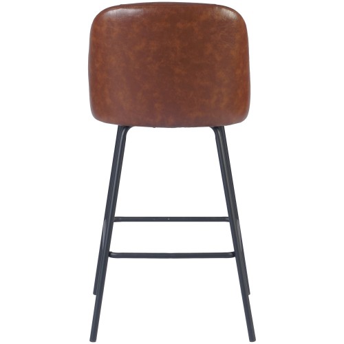 Brown Upholstered Bar Stool with Black Metal Frame 475×595×960mm | Stalwart DA-TJG206