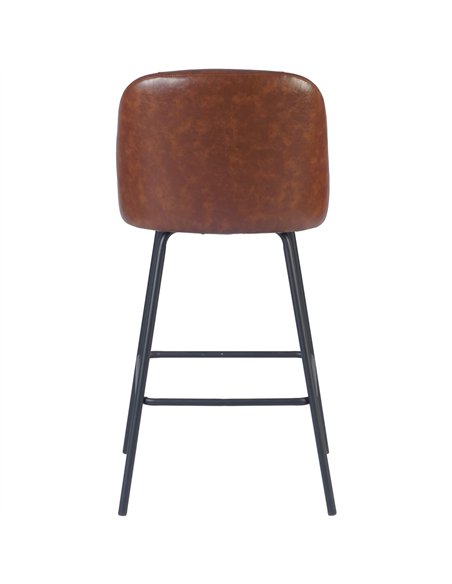 Brown Upholstered Bar Stool with Black Metal Frame 475×595×960mm | Stalwart DA-TJG206