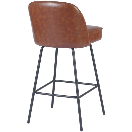 Brown Upholstered Bar Stool with Black Metal Frame 475×595×960mm | Stalwart DA-TJG206