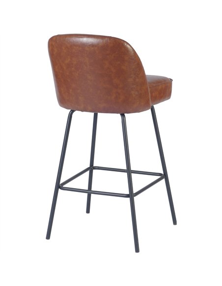 Brown Upholstered Bar Stool with Black Metal Frame 475×595×960mm | Stalwart DA-TJG206