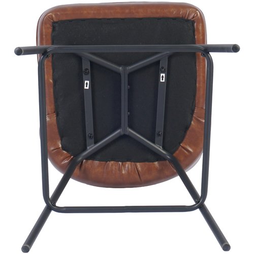 Brown Upholstered Bar Stool with Black Metal Frame 475×595×960mm | Stalwart DA-TJG206