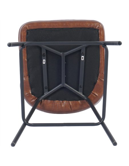 Brown Upholstered Bar Stool with Black Metal Frame 475×595×960mm | Stalwart DA-TJG206