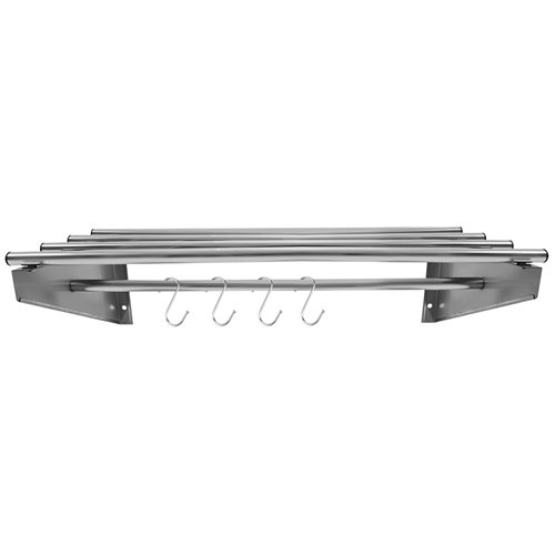 Commercial Stainless Steel Wall Mounted Rack 600×300×230mm 4+1 Tube with 4 S Hooks | Stalwart DA-RTW230060