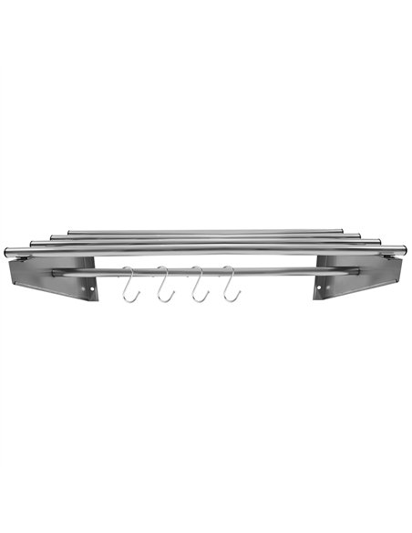 Commercial Stainless Steel Wall Mounted Rack 600×300×230mm 4+1 Tube with 4 S Hooks | Stalwart DA-RTW230060