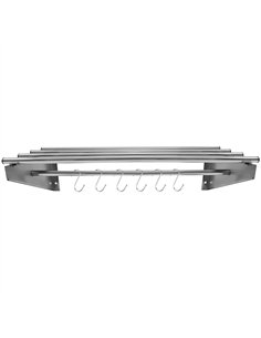 Commercial Stainless Steel Wall Mounted Rack 800×300×230mm 4+1 Tube with 6 S Hooks | Stalwart DA-RTW230080
