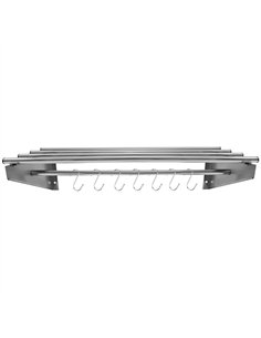 Commercial Stainless Steel Wall Mounted Rack 900×300×230mm 4+1 Tube with 7 S Hooks | Stalwart DA-RTW230090