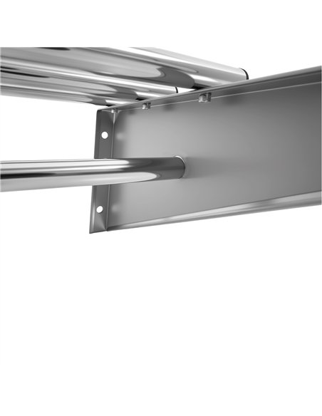 Commercial Stainless Steel Wall Mounted Rack 900×300×230mm 4+1 Tube with 7 S Hooks | Stalwart DA-RTW230090