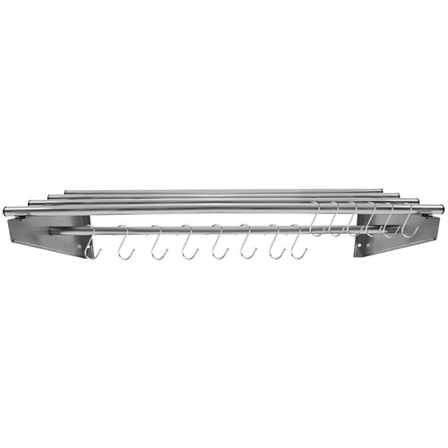Commercial Stainless Steel Wall Mounted Rack 1600×300×230mm 4+1 Tube with 14 S Hooks | Stalwart DA-RTW230160