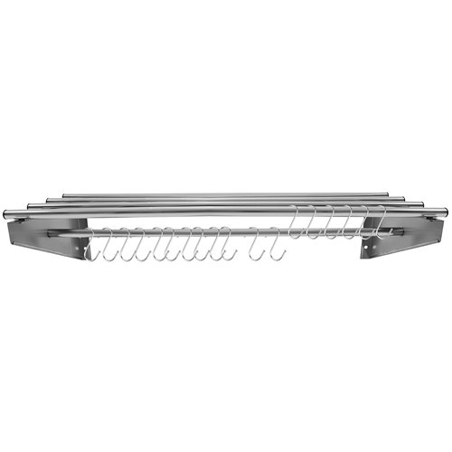 Commercial Stainless Steel Wall Mounted Rack 2000×300×230mm 4+1 Tube with 18 S Hooks | Stalwart DA-RTW230200