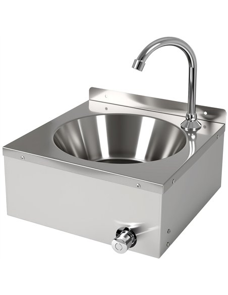 Knee Operated Wall Mounted Hand Wash Sink with Faucet, Backsplash &amp Side Aprons | Stalwart DA-WBR30C