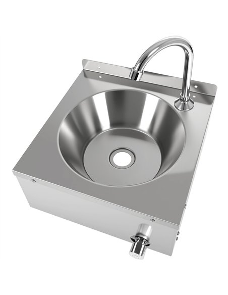 Knee Operated Wall Mounted Hand Wash Sink with Faucet, Backsplash &amp Side Aprons | Stalwart DA-WBR30C