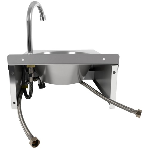 Knee Operated Wall Mounted Hand Wash Sink with Faucet, Backsplash &amp Side Aprons | Stalwart DA-WBR30C