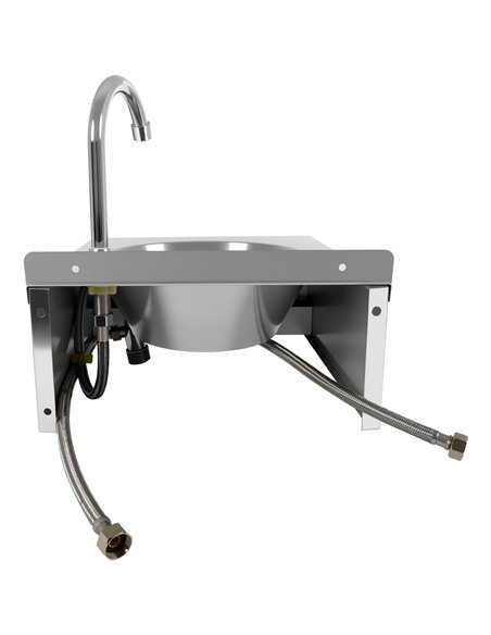 Knee Operated Wall Mounted Hand Wash Sink with Faucet, Backsplash &amp Side Aprons | Stalwart DA-WBR30C