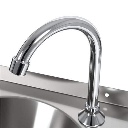 Knee Operated Wall Mounted Hand Wash Sink with Hot &amp Cold Mixer Tap, Backsplash &amp Side Aprons | Stalwart DA-WBR30CH