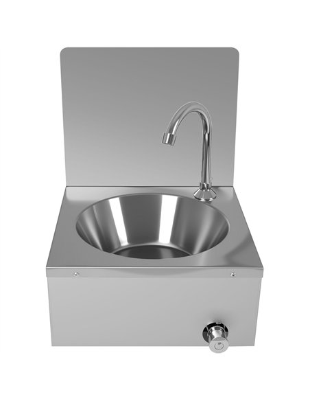 Knee Operated Wall Mounted Hand Wash Sink with Water Faucet &amp 300mm Add-On Backsplash | Stalwart DA-WBR30CB