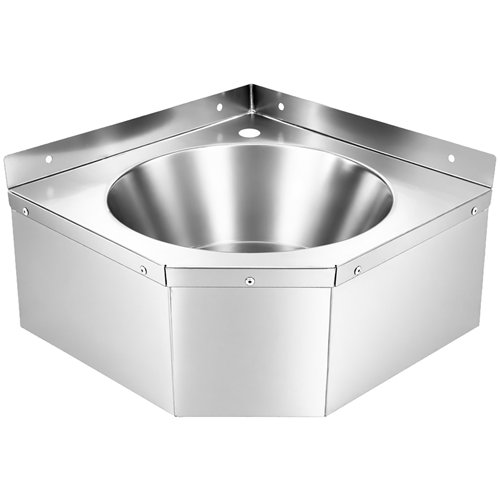 Corner Wall Mounted Hand Wash Sink with 40mm Backsplash and Side Wall | Stalwart DA-WBR50B
