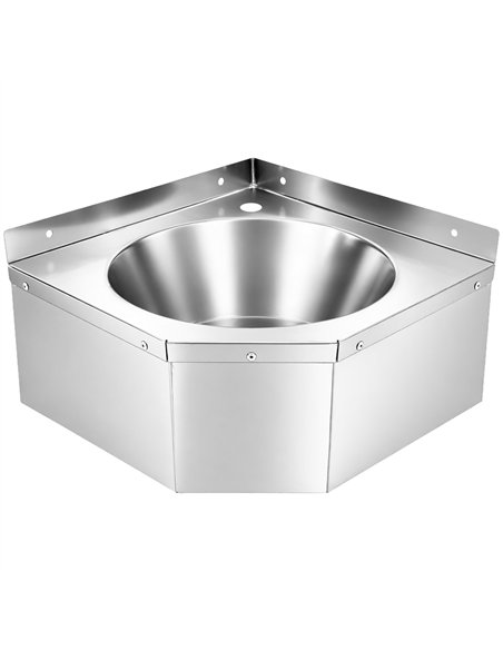 Corner Wall Mounted Hand Wash Sink with 40mm Backsplash and Side Wall | Stalwart DA-WBR50B