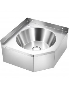 Corner Wall Mounted Hand Wash Sink with 40mm Backsplash and Side Wall | Stalwart DA-WBR50B 2