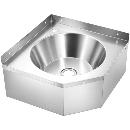 Corner Wall Mounted Hand Wash Sink with 40mm Backsplash and Side Wall | Stalwart DA-WBR50B