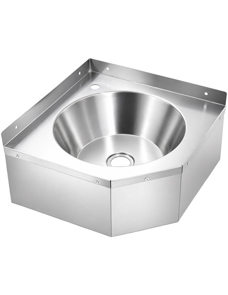 Corner Wall Mounted Hand Wash Sink with 40mm Backsplash and Side Wall | Stalwart DA-WBR50B