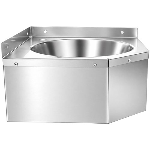 Corner Wall Mounted Hand Wash Sink with 40mm Backsplash and Side Wall | Stalwart DA-WBR50B