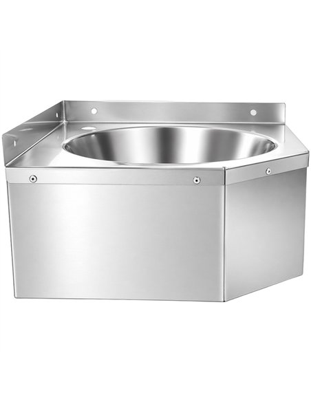Corner Wall Mounted Hand Wash Sink with 40mm Backsplash and Side Wall | Stalwart DA-WBR50B