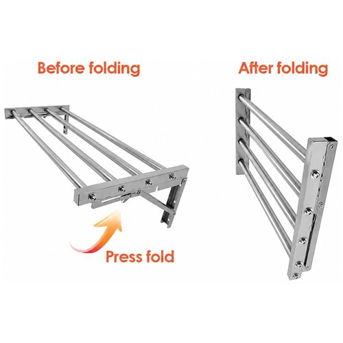 Commercial Foldable Stainless Steel Wall Mounted Rack Shelf 900×300×230mm 4 Tube | Stalwart DA-TRW50930