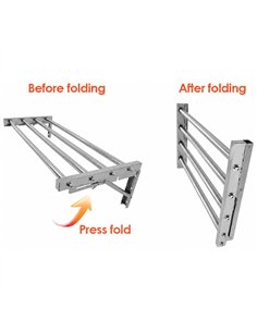 Commercial Foldable Stainless Steel Wall Mounted Rack Shelf 1600×300×230mm 4 Tube | Stalwart DA-TRW51630 2