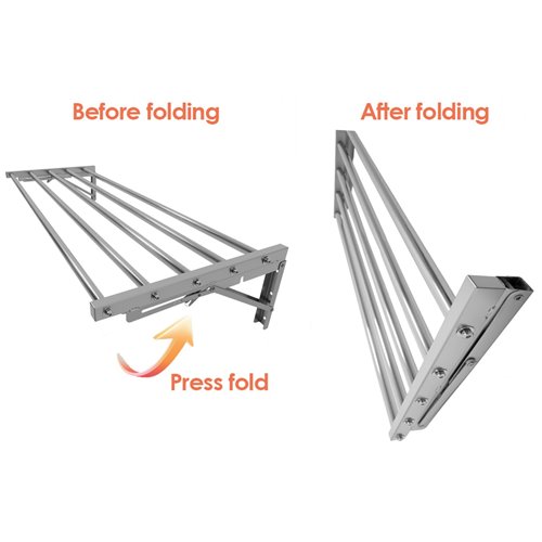 Commercial Foldable Stainless Steel Wall Mounted Rack Shelf 600×400×230mm 5 Tube | Stalwart DA-TRW50640