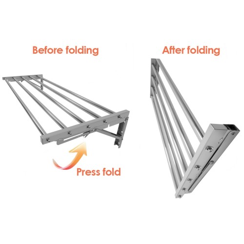 Commercial Foldable Stainless Steel Wall Mounted Rack Shelf 800×400×230mm 5 Tube | Stalwart DA-TRW50840