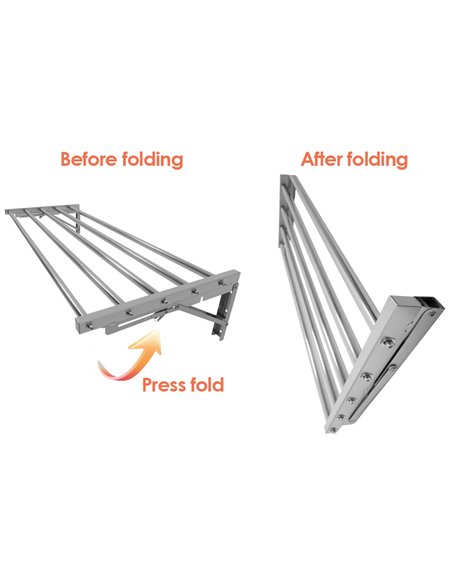 Commercial Foldable Stainless Steel Wall Mounted Rack Shelf 800×400×230mm 5 Tube | Stalwart DA-TRW50840