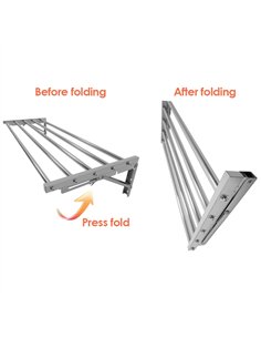Commercial Foldable Stainless Steel Wall Mounted Rack Shelf 1600×400×230mm 5 Tube | Stalwart DA-TRW51640 2