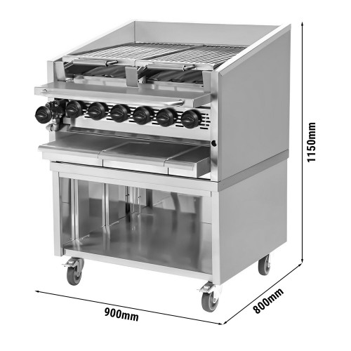 Commercial Gas Chargrill 800mm Wide – 25kW 6-Burner American-Style Grill – Heavy Duty for Steaks, Burgers & Catering Kitchens