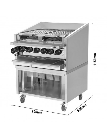 Commercial Gas Chargrill 800mm Wide – 25kW 6-Burner American-Style Grill – Heavy Duty for Steaks, Burgers & Catering Kitchens