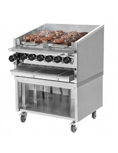 Commercial Gas Chargrill 800mm Wide – 25kW 6-Burner American-Style Grill – Heavy Duty for Steaks, Burgers & Catering Kitchens