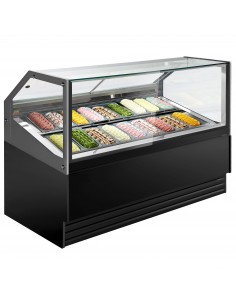 Commercial Ice Cream Display Freezer 1728mm – 18 x 5 Ltr Napoli pans - ventilated cooling - Black