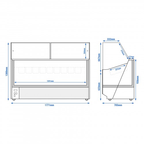 Commercial Ice Cream Display Freezer 1769mm – 9 x 5 Ltr Napoli pans - ventilated cooling - White