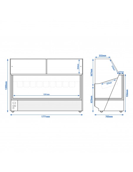 Commercial Ice Cream Display Freezer 1769mm – 9 x 5 Ltr Napoli pans - ventilated cooling - White